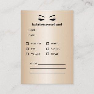 Gold Eyelash Extension Client Consultation Visitekaartje