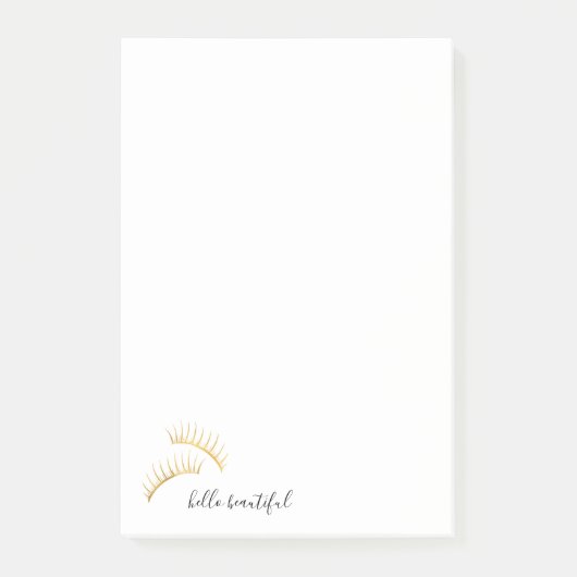 Gold Eyelashes Hallo Prachtige Eyelashes Post-it® Notes (Voorkant)