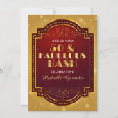 Gold Fabulous 50th Birthday Party Invitations (Devant)