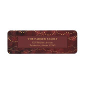 Gold Fairy Lights | Elegant Crimson Red Kerstmis Etiket (Voorkant)