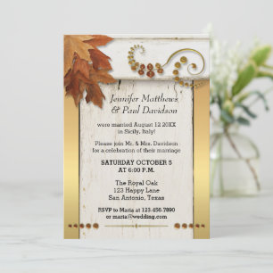 Gold Fall laisse après mariage fête Invitation