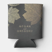Gold Fall Leaves Chalkboard Rustic Wedding Blikjeskoeler (Voorkant)