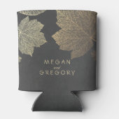 Gold Fall Leaves Chalkboard Rustic Wedding Blikjeskoeler (Achterkant)