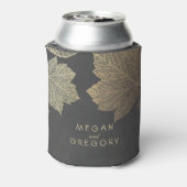 Gold Fall Leaves Chalkboard Rustic Wedding Blikjeskoeler (Blikje Achterkant)