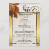 Gold Fall Leaves Wedding Menu Kaart (Voorkant)
