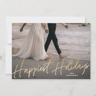 Gold Family Holiday - Kerstfeest Happy Holiday Fot Feestdagenkaart