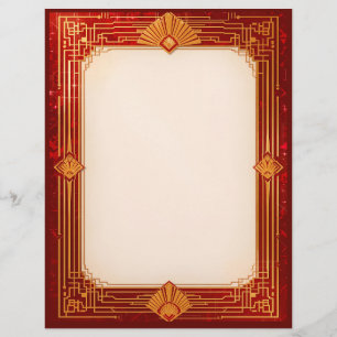 Gold Fan Lijst op rood Briefhoofd