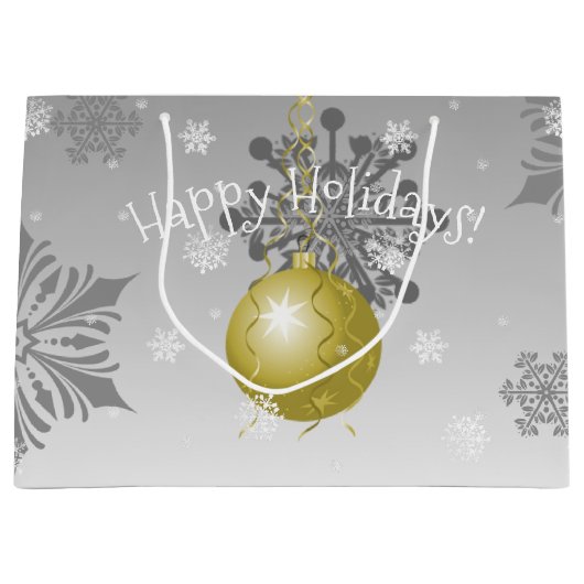 Gold Fancy kerstsiertas met cadeau Groot Cadeauzakje (Voorkant)