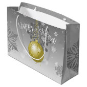 Gold Fancy kerstsiertas met cadeau Groot Cadeauzakje (Achterkant Gekanteld)