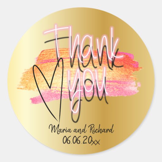 Gold Fancy modern decoratief script bedankt Ronde Sticker (Voorkant)