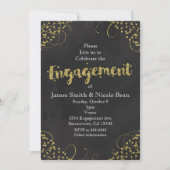 Gold Faux Confetti Fiançailles Invitation moderne (Devant)