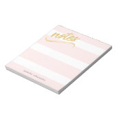 Gold Faux Foil Blush Pink Stripes et nom Bloc-note (Tourné)