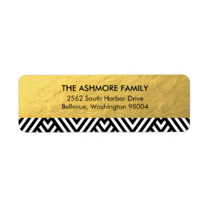 Gold Faux Foil Chevron Étiquette de adresse