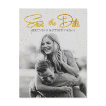 Gold Faux Foil Confetti Enregistrer la date Carte 