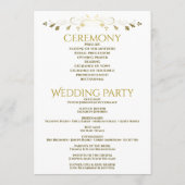 Gold Faux Foil Élégant programme de mariage (Dos)