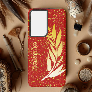 Gold Faux Foliage Glitter Elegant Samsung Galaxy Hoesje