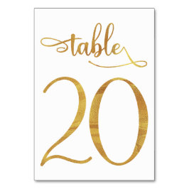 Gold faux folie 3.5x5 tafel nummer | Tabel 20 Kaart