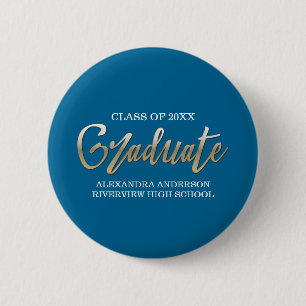 Gold Faux Folie Afstuderen om het even welke kleur Ronde Button 5,7 Cm