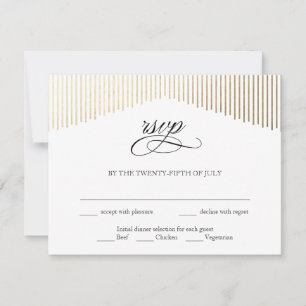 Gold Faux Folie Angles Art Deco RSVP Card