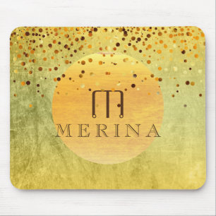 Gold Faux Folie Confetti Glitter Moon Personaliser Muismat