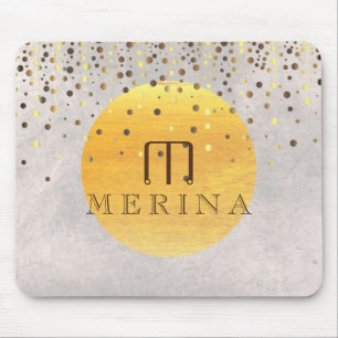 Gold Faux Folie Confetti Glitter Moon Personaliser Muismat