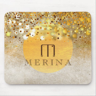 Gold Faux Folie Confetti Glitter Moon Personaliser Muismat