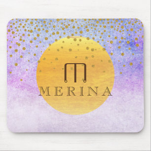 Gold Faux Folie Confetti Glitter Moon Personaliser Muismat