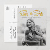 Gold Faux Folie Confetti Save the Date Briefkaart (Voorkant / Achterkant)