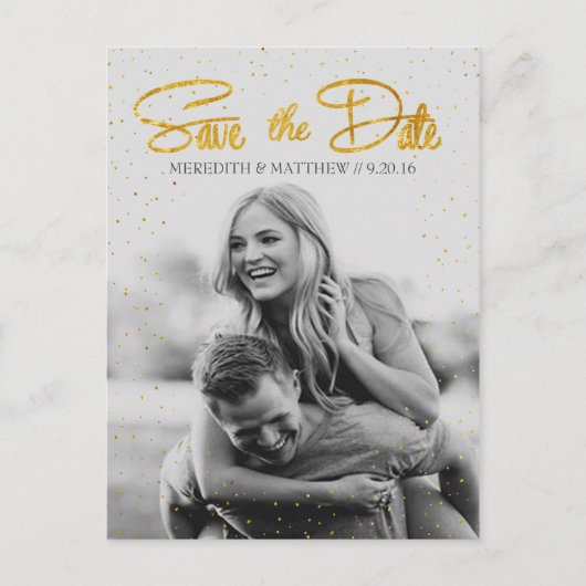 Gold Faux Folie Confetti Save the Date Briefkaart (Voorkant)