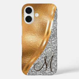 Gold Faux Folie, naam en monogram Hoesje-Mate iPho iPhone 16 Hoesje