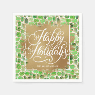 Gold Faux Folie Prettige feestdagen Green Servet