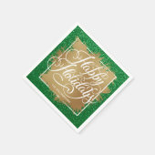 Gold Faux-Folie Prettige feestdagen op Green Glitt Servet (Hoek)