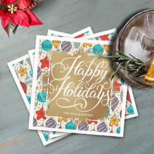 Gold Faux-Folie Prettige feestdagen  versieringen Servet