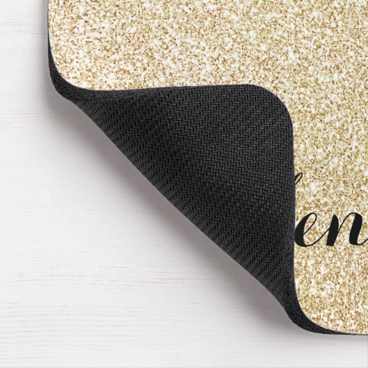 Gold Faux Glitter Aangepaste scriptnaam Muismat (Hoek)
