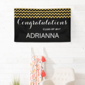 Gold Faux Glitter Chevron - Gefeliciteerd Afstuder Spandoek (Insitu)