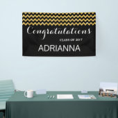 Gold Faux Glitter Chevron - Gefeliciteerd Afstuder Spandoek (Beurs)