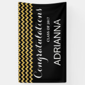 Gold Faux Glitter Chevron - Gefeliciteerd Afstuder Spandoek (Verticaal)