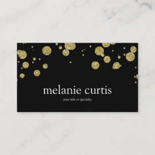Gold Faux Glitter-Confetti op zwart Visitekaartje