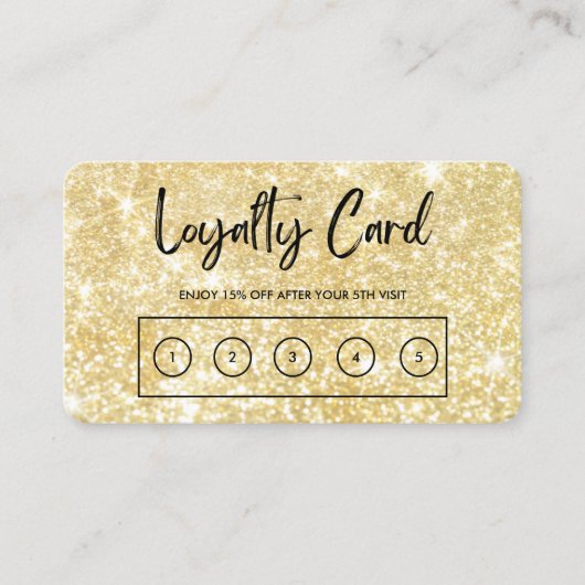 Gold Faux Glitter Custom Loyalty Kaart Visitekaartje (Voorkant)
