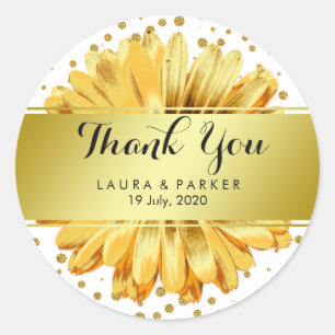 Gold Faux Glitter Daisy Hartelijk dank voor het hu Ronde Sticker