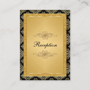 Gold FAUX Glitter Damask, Scroll Enclosure Card Informatiekaartje