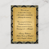 Gold FAUX Glitter Damask, Scroll Enclosure Card Informatiekaartje (Achterkant)