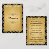 Gold FAUX Glitter Damask, Scroll Enclosure Card Informatiekaartje (Voorkant / Achterkant)