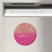 Gold Faux Glitter Girly Pink Sparkle Magneet (Insitu (Vaatwasser))