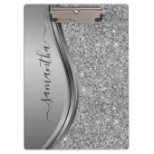 Gold Faux Glitter Handwritten Name Metal Monogram Klembord (Voorkant)