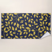 Gold Faux Glitter Leafs Pattern Strandlaken (Voorkant)