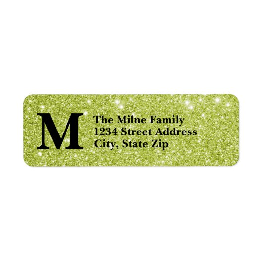 Gold Faux Glitter Monogram - Retouradreslabels Etiket (Voorkant)