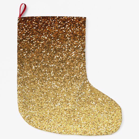 Gold Faux Glitter Ombre Grote Kerstsok (Voorkant)
