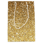 Gold Faux Glitter Ombre Medium Cadeauzakje (Voorkant)