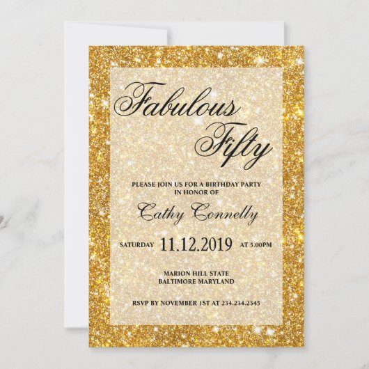 Gold Faux Glitter Pattern Fabulous 50 Kaart (Voorkant)